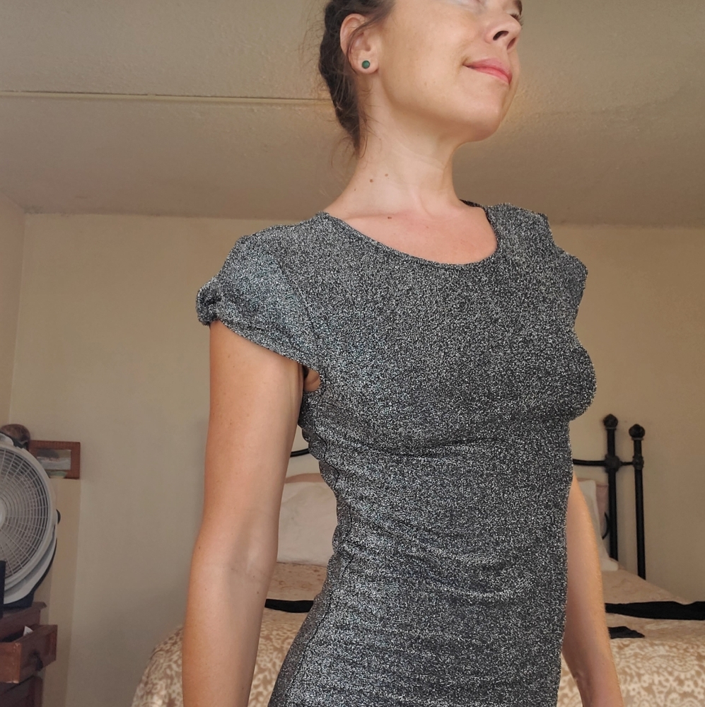 Silver Sparkly Mini Dress